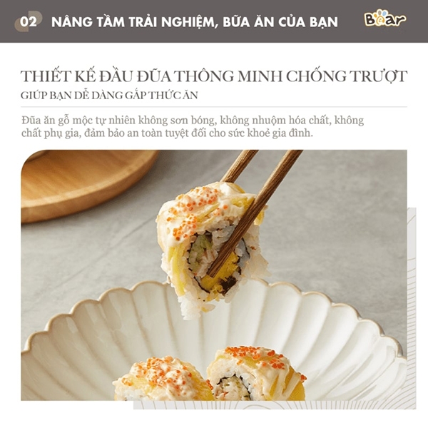 Bộ đũa gỗ thủ công Bear CX-E0103