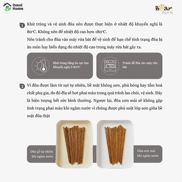 Bộ đũa gỗ thủ công Bear CX-E0103