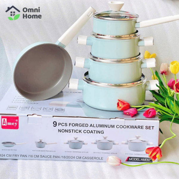 Bộ Nồi Chảo Chống Dính Phủ Sứ Ceramic Cao Cấp Amey Classic