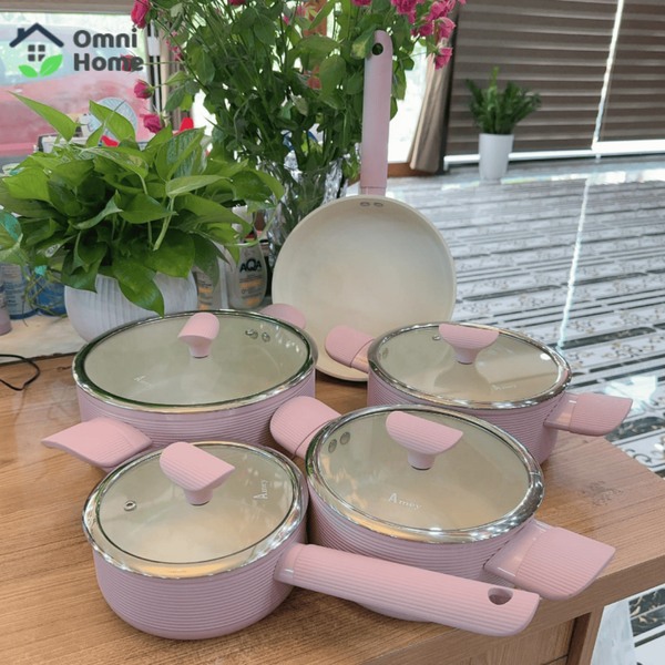 Bộ Nồi Chảo Chống Dính Phủ Sứ Ceramic Cao Cấp Amey Classic
