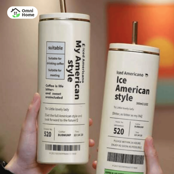 Cốc giữ nhiệt có nắp đậy kín và ống hút