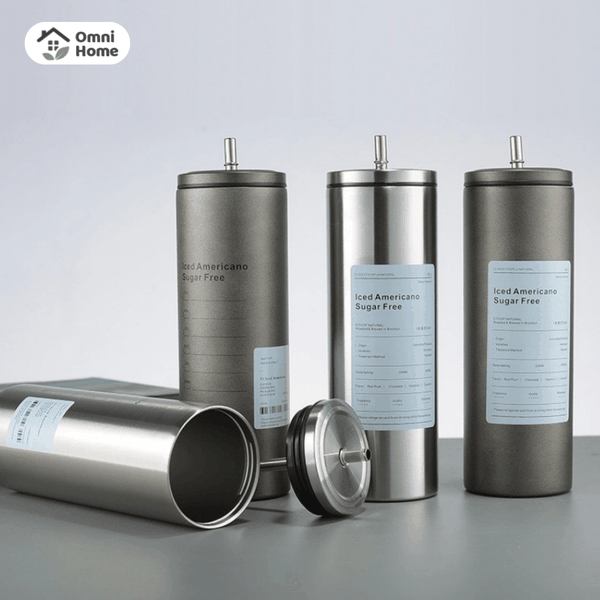 Cốc giữ nhiệt có nắp đậy kín và ống hút