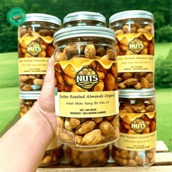 Hạt Hạnh Nhân Rang Bơ Nuts Organic Hộp 400g
