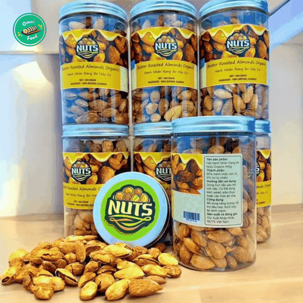 Hạt Hạnh Nhân Rang Bơ Nuts Organic Hộp 400g