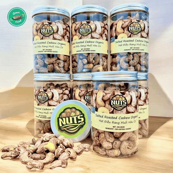 Hạt Điều Rang Muối NUTS ORGANIC Hộp 400g- Giữ Trọn Hương Vị Nguyên Bản