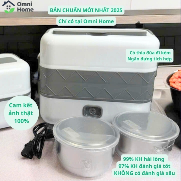 Hộp Cơm Cắm Điện Văn Phòng BuCook - 2 tầng 4 ngăn, cắm điện làm nóng, cao cấp, nhỏ gọn, chắc chắn