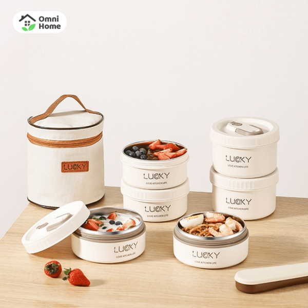 Hộp cơm giữ nhiệt LUCKY nhiều tầng, màu đẹp