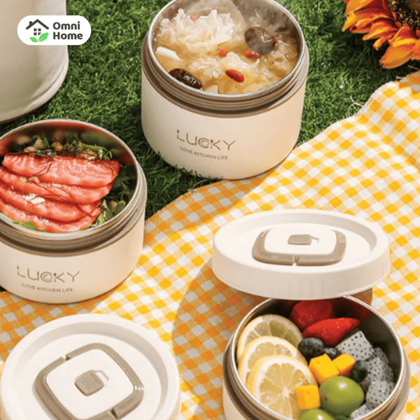 Hộp cơm giữ nhiệt LUCKY nhiều tầng, màu đẹp