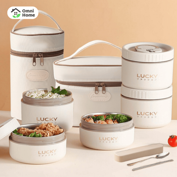 Hộp cơm giữ nhiệt LUCKY nhiều tầng, màu đẹp