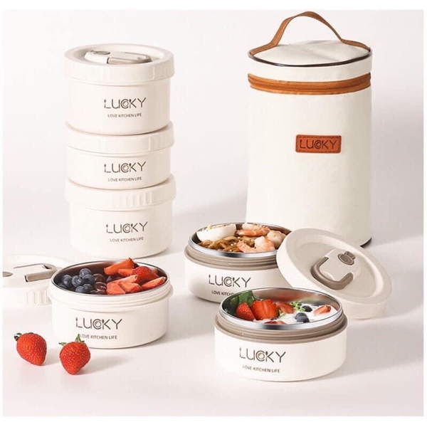 Hộp cơm giữ nhiệt LUCKY nhiều tầng, màu đẹp