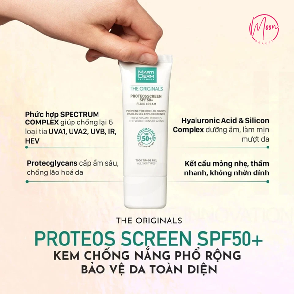 Kem Chống Nắng MartiDerm The Originals Proteos Screen SPF 50+ Fluid Cream 40ml