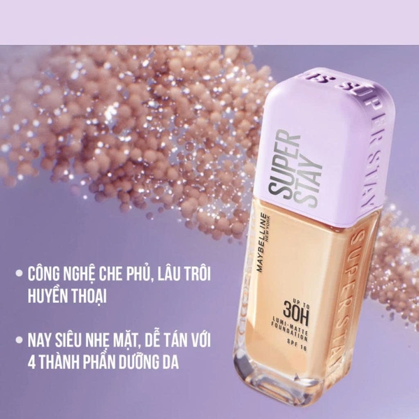 [BỀN 30 GIỜ] KEM NỀN MAYBELLINE SUPER STAY 30H LUMI MATTE - LÌ NHƯNG VẪN RẠNG RỠ, KIỀM DẦU, SPF16