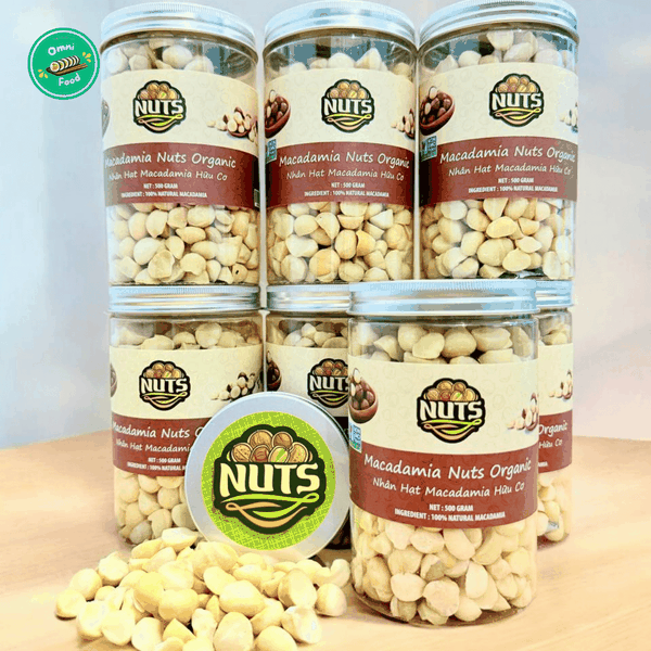 Nhân Hạt Macca Bóc Vỏ Nuts Organic Hộp 500g