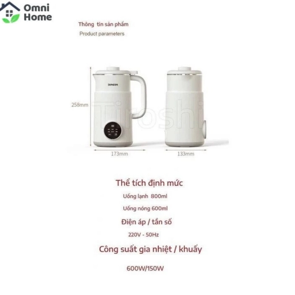 Máy Làm Sữa Hạt Mini Đa Năng OSTMARS, 7 Chế Độ Nấu, Màn Hình Thông Minh Công Suất 600W, 800ml