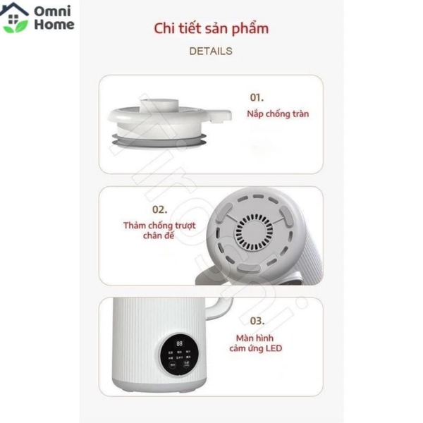 Máy Làm Sữa Hạt Mini Đa Năng OSTMARS, 7 Chế Độ Nấu, Màn Hình Thông Minh Công Suất 600W, 800ml