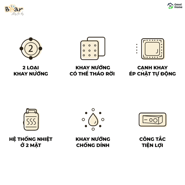 Máy nướng bánh 2 khay Bear DBC-C06M1
