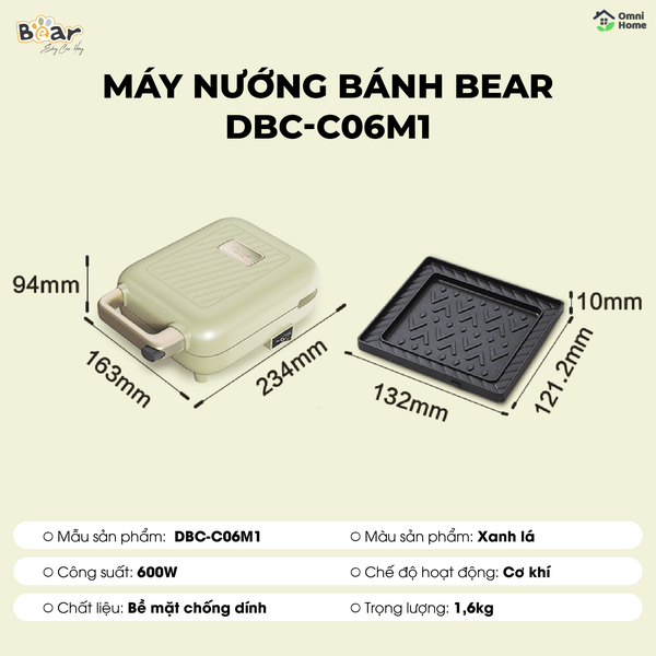 Máy nướng bánh 2 khay Bear DBC-C06M1