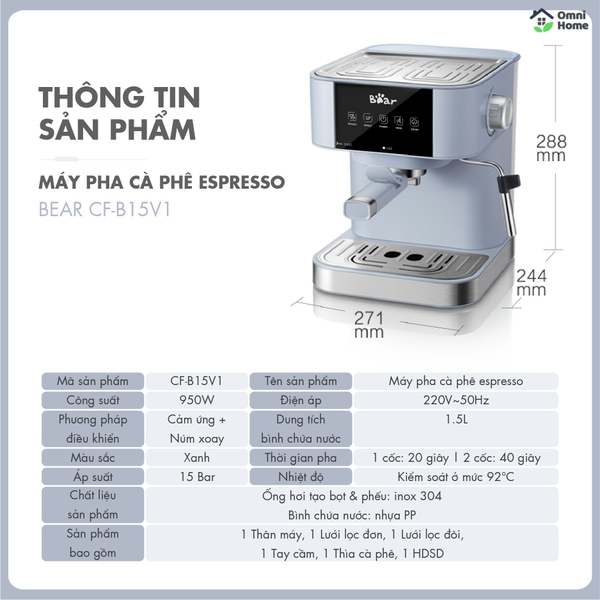 Máy pha cà phê tự động Bear CF-B15V1
