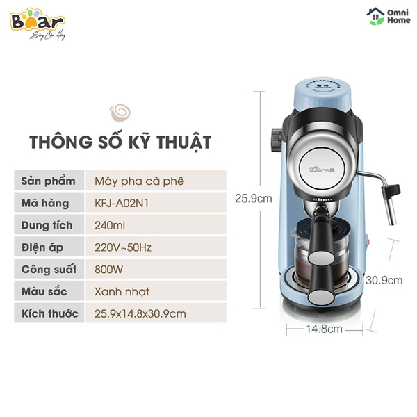 Máy pha cà phê tự động Bear CF-B02V1