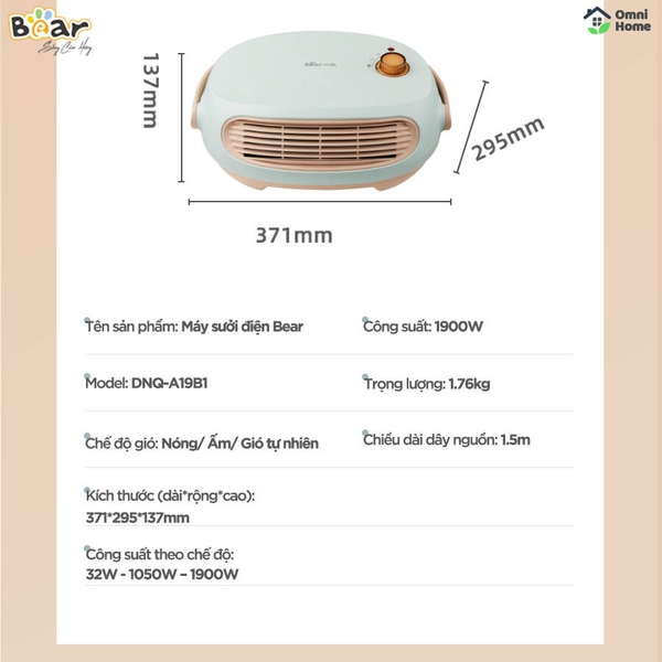 Quạt sưởi gốm Bear DNQ-A19B1