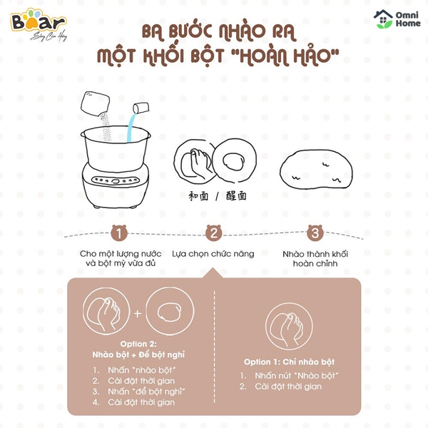 Máy nhào bột tự động 5L Bear DM- B50V1