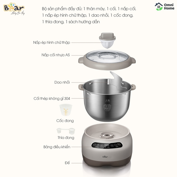 Máy nhào bột tự động 7L Bear DM- B70V1