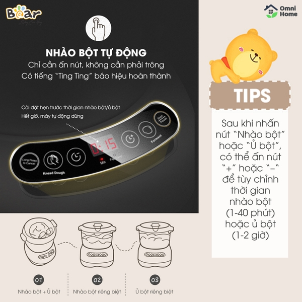 Máy nhào bột tự động 7L Bear DM- B70V1