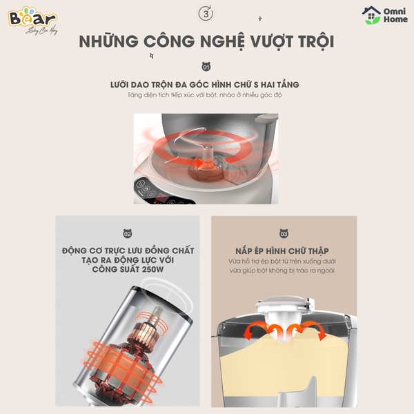 Máy nhào bột tự động 7L Bear DM- B70V1
