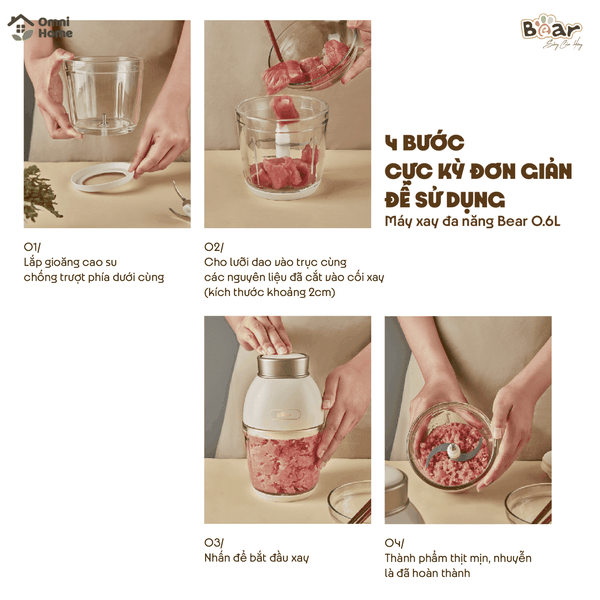 Máy xay ăn dặm 0.6L Bear QSJ-D02Q1