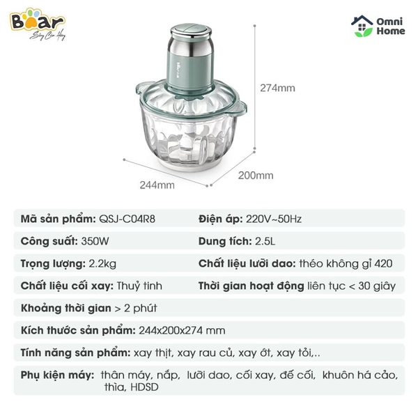 Máy xay đa năng Bear QSJ-C04R8S