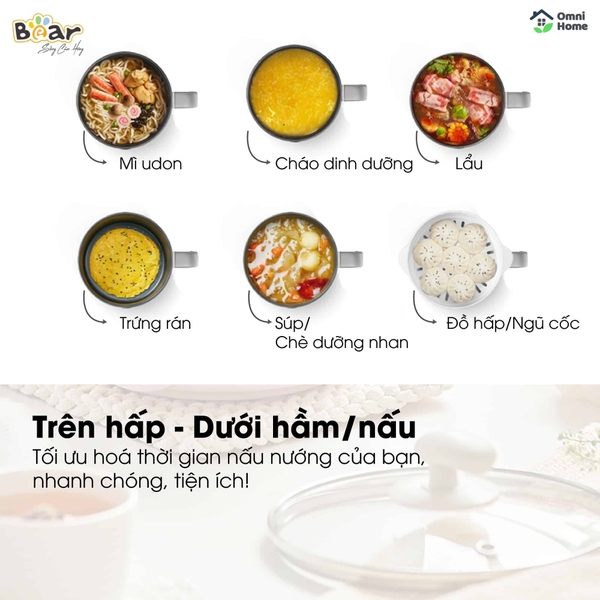 Nồi Lẩu Mini Đa Năng 1.2L Bear DRG-C12K1