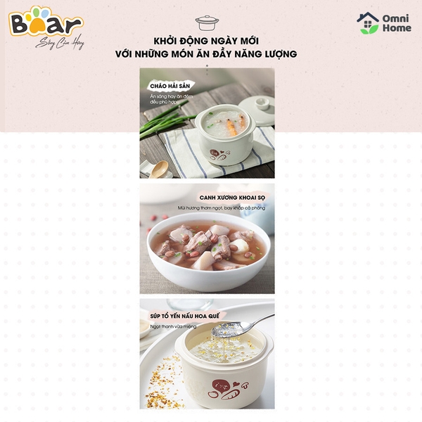 Nồi nấu chậm Bear 0,8L SUBE001