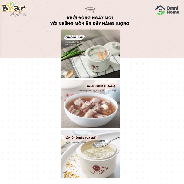 Nồi nấu chậm Bear 0,8L SUBE001