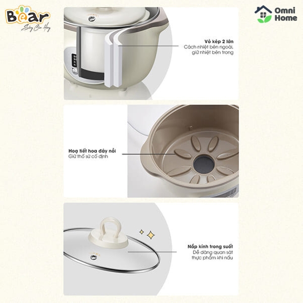 Nồi nấu chậm Bear 1,6L SUBE002