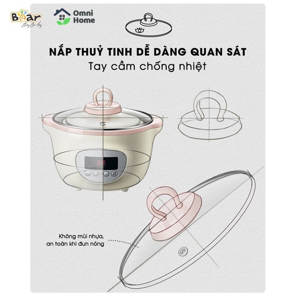 Nồi nấu chậm Bear 1,6L SUBE002