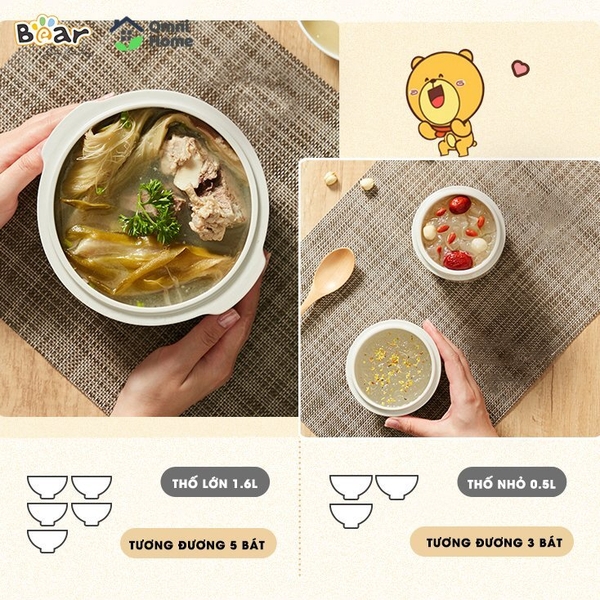 Nồi nấu chậm Bear 1,6L SUBE002