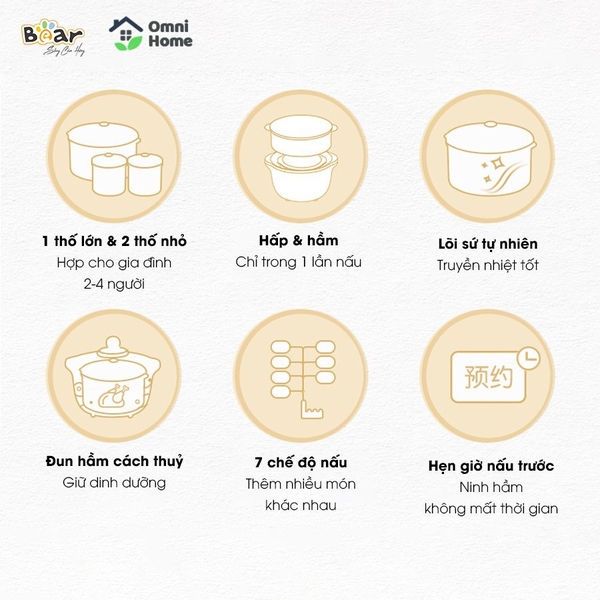 Nồi nấu chậm Bear 1,6L SUBE002