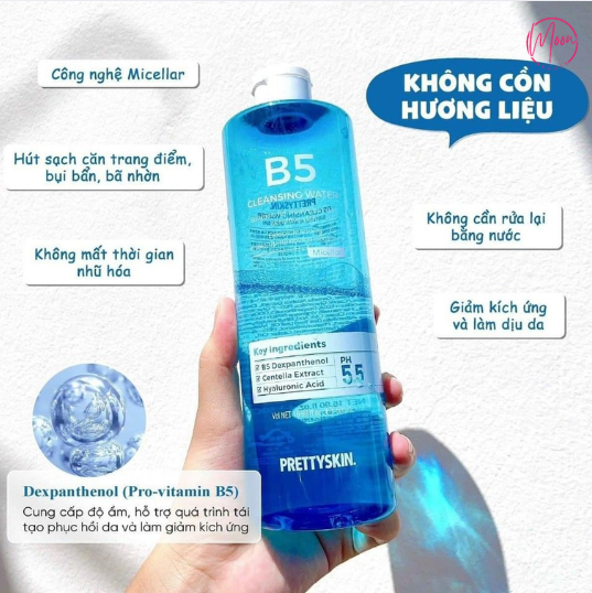 Nước Tẩy Trang Pretty Skin B5 Cleansing Water (500ml) - pH 5.5, Chuyên Biệt Cho Da Nhạy Cảm & Da Treatment