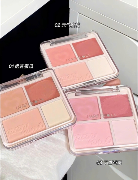 Phấn Má Hồng 4 Ô JUDYDOLL Tích Hợp Ô Má Kem