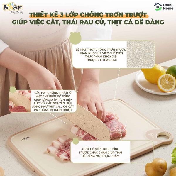 Thớt nhựa kháng khuẩn đa năng Bear CX-E0023
