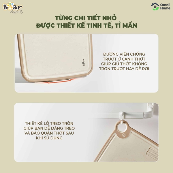 Thớt nhựa kháng khuẩn đa năng Bear CX-E0023