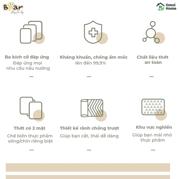 Thớt nhựa kháng khuẩn đa năng Bear CX-E0023
