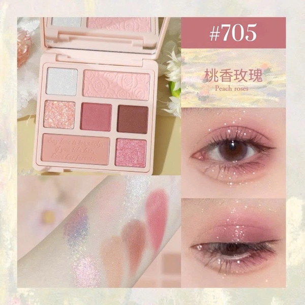 BẢNG PHẤN MẮT 6 Ô HOLD LIVE EYESHADOW PALETTE #705 - TÔNG HỒNG ĐÀO NGỌT NGÀO, NHŨ LẤP LÁNH