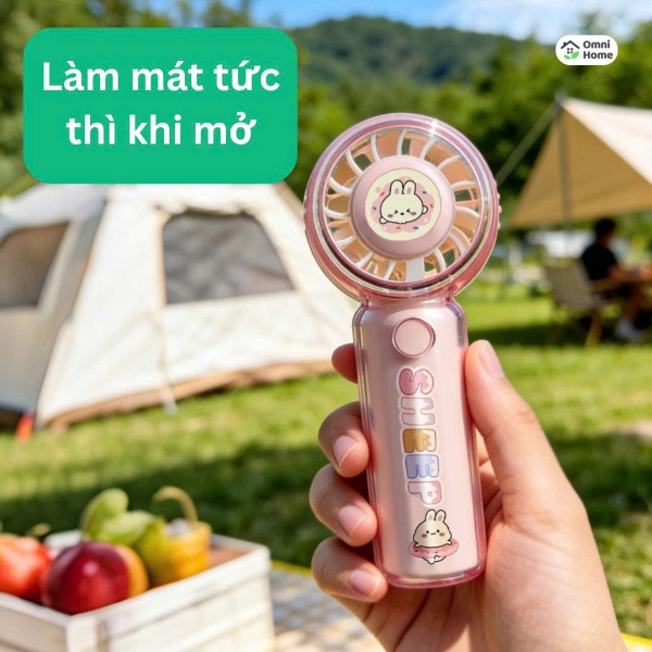Quạt Cầm Tay Mini Tích Điện Cực Nhỏ Gọn Bỏ Túi - 3 Chế Độ Gió, Sạc USB, Thiết Kế Dễ Thương