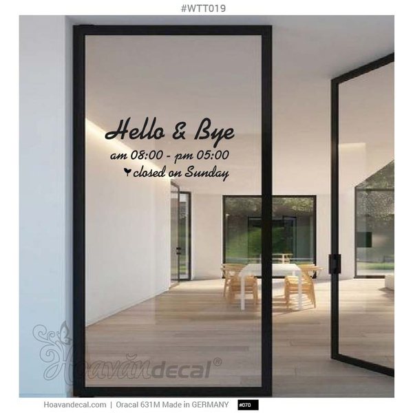 Decal Dán Kính Open/Close Hello and Bye