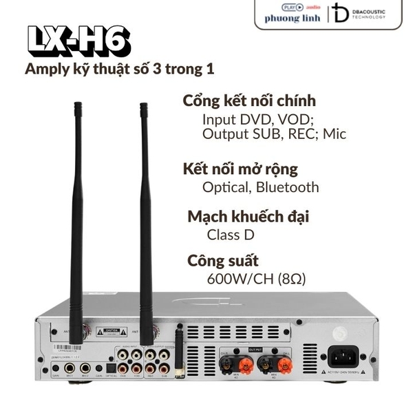 Amply DBacoustic LX-H6 Amply Đẩy Liền Vang Hai Phong