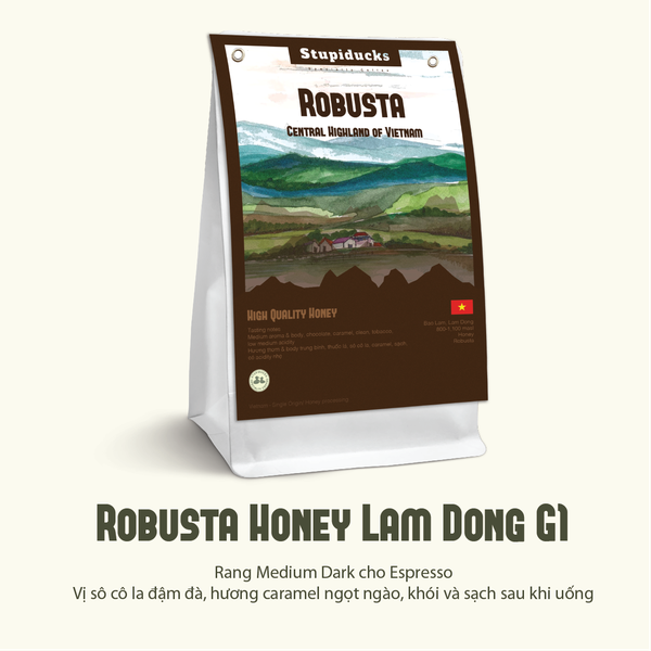 Việt Nam Robusta Honey Bảo Lâm, Lâm Đồng Honey Process - Stupiducks Specialty Coffee (SSC)