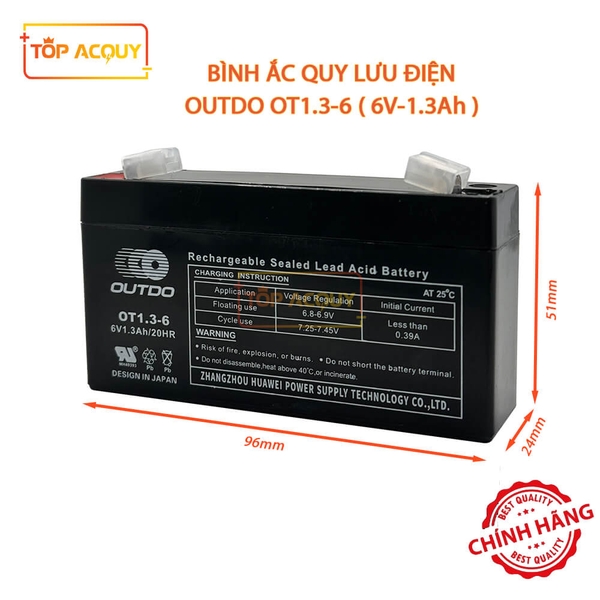 ẮC QUY OUTDO 6V-1.3AH 20HR OT1.3-6
