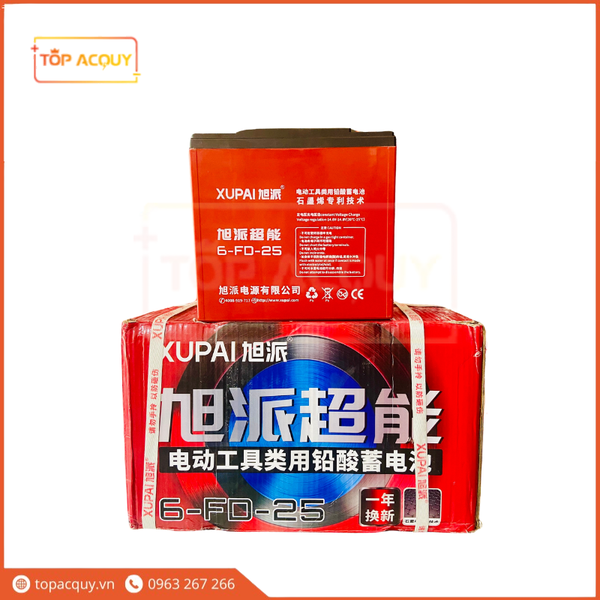 BÌNH ẮC QUY XE MÁY ĐIỆN XUPAI  6-FD-25 12V-25AH