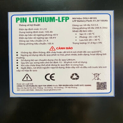PIN LITHIUM-LFP ĐỨC GIANG 48V - 105AH DGLI-48105